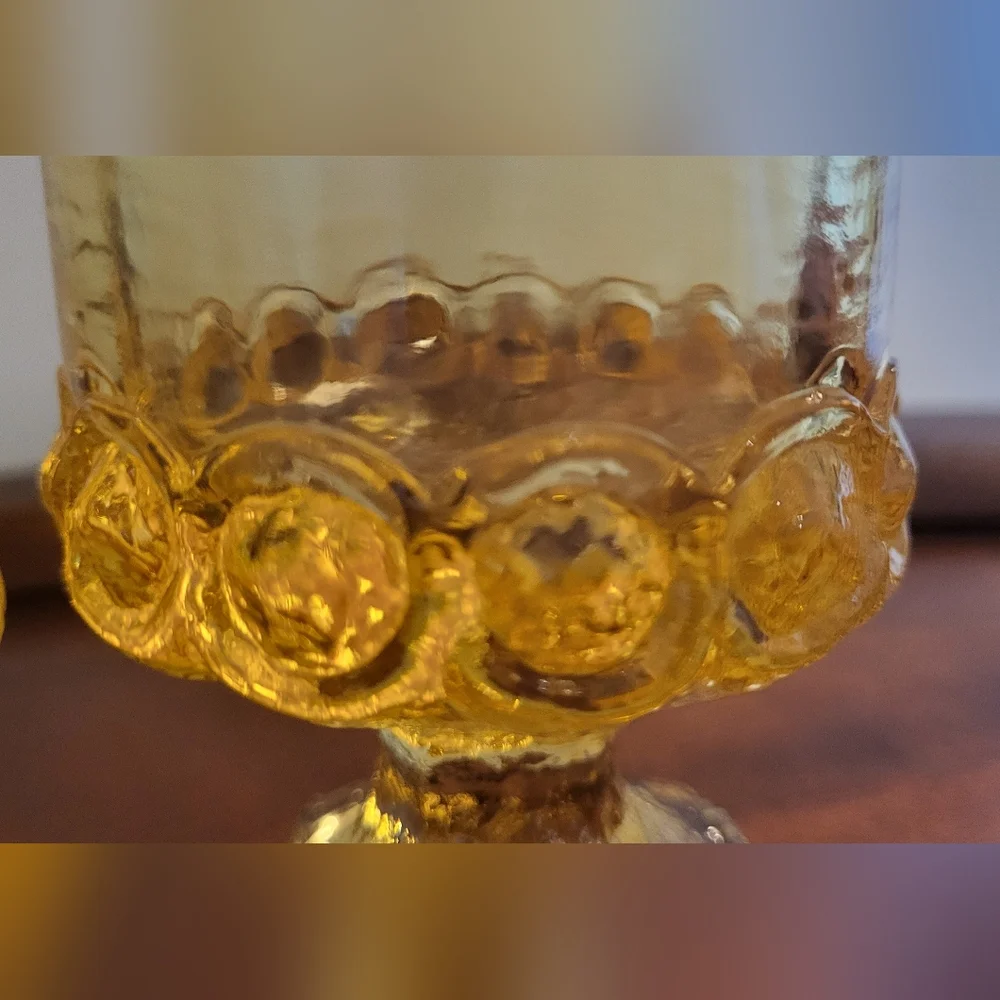 Vintage 1970s Tiffin Franciscan Madeira Cornsilk Yellow Glass Drinkware 4 Pieces